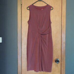 Worthington Mauve Sleeveless Knot Front Midi Dress Size L